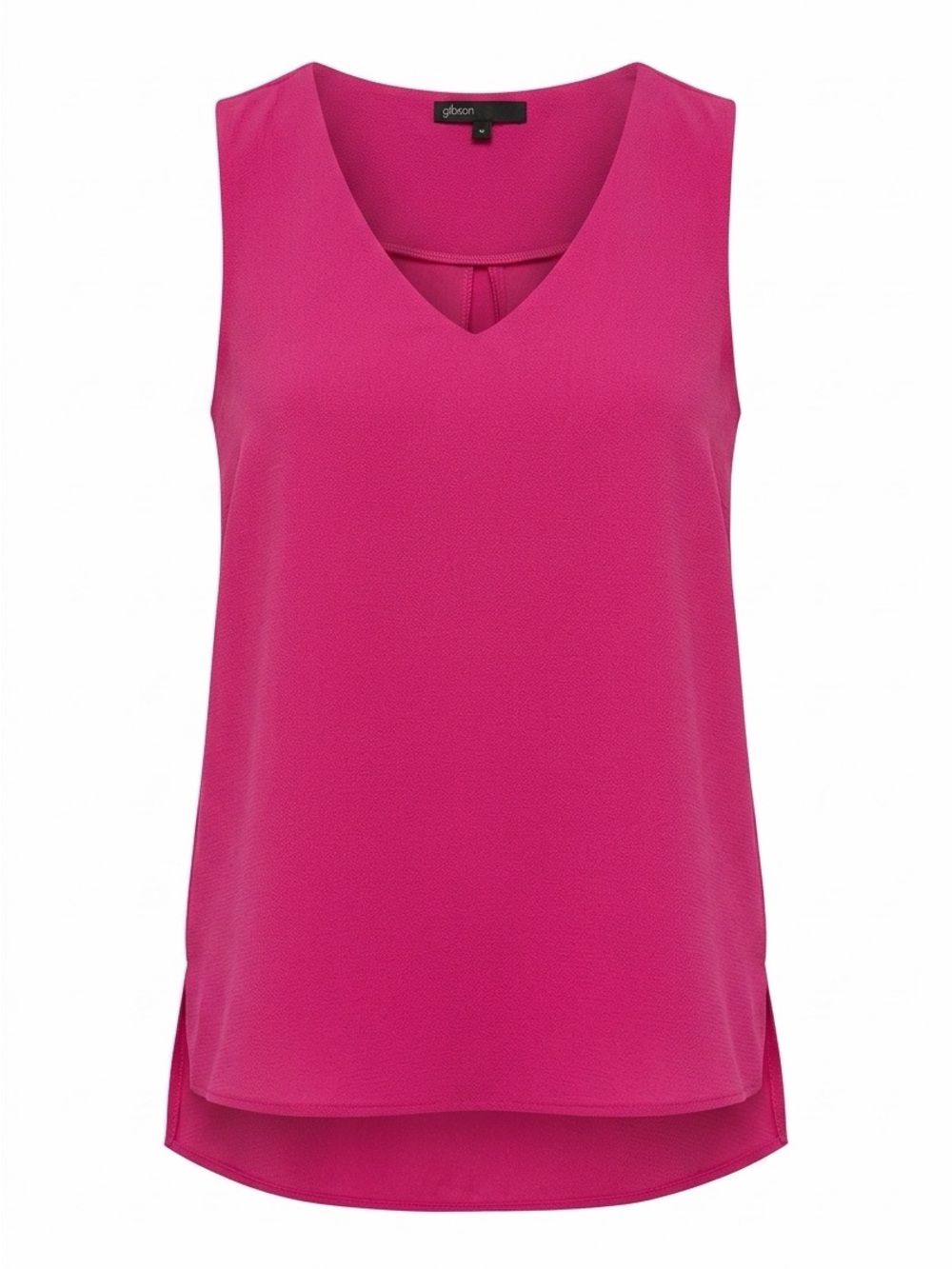 Gibson V-Neck Sleeveless Shell Top in Fuchsia